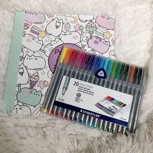 Pusheen Coloring Book + 20 Piece Staedtler Triplus Fineliner Marker Set